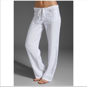 White linen pants by VINCE